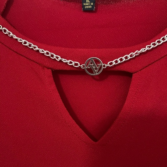 Adrienne Vittadini Deep Red Short Sleeve Women's Top Size XL - Picture 2 of 4